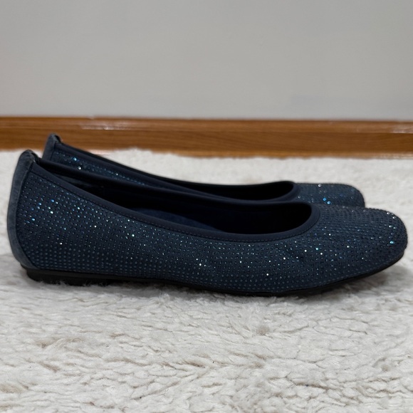 Vionic Womens Willow Ballet Flats Navy Sparkle Slip On Round Toe Sz 10 Rhineston - Picture 7 of 11